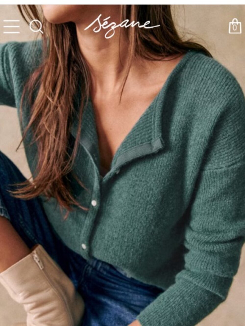 Sézane Gaspard Cardigan Sage Green XS Mohair Alpaca